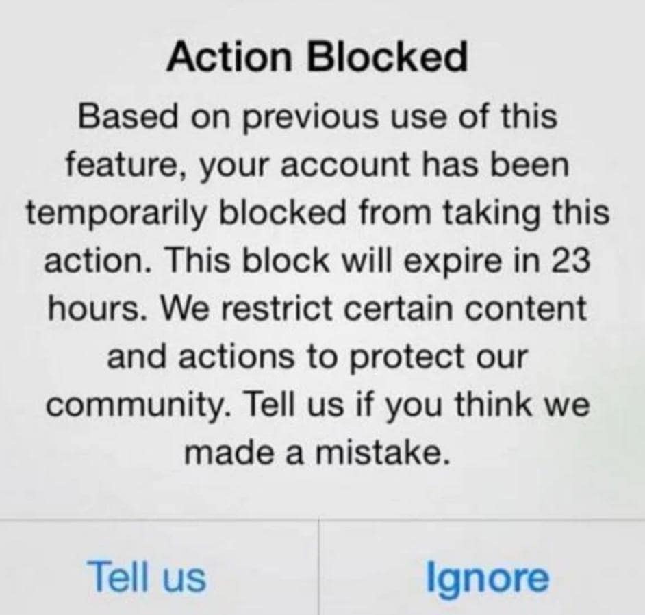 Popup Instagram Blocked