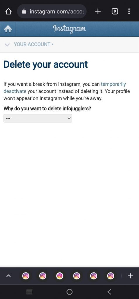 Reason to delete instagram account