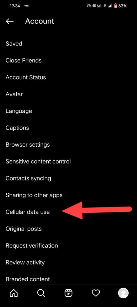 Bypass Instagram Video compressing process- Cellular Data Use option menu