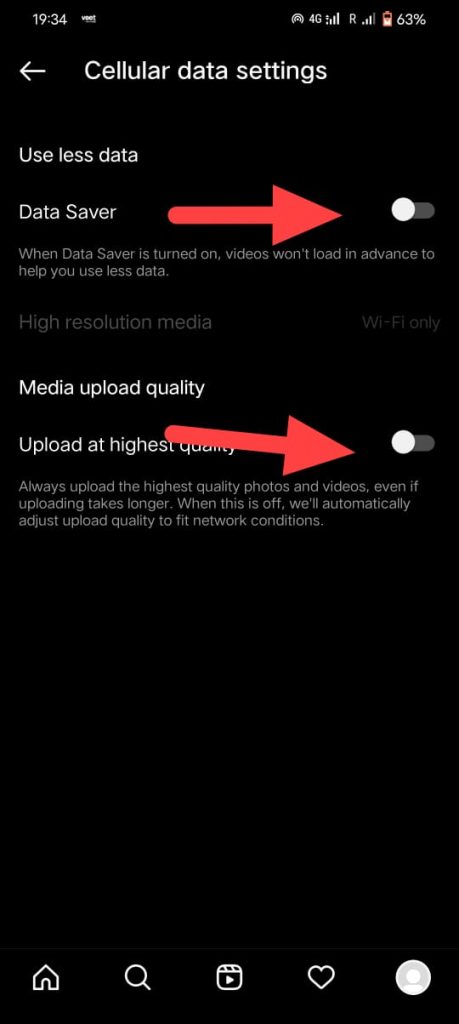 Fix poor Video Quality of Instagram- Toggling Options