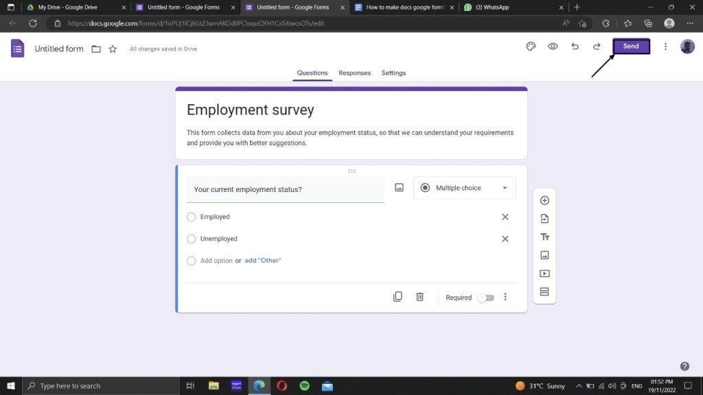Send to Share the form How to make Docs Google Forms